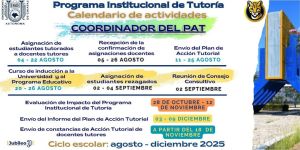 Programa Institucional de Tutorías, calendario de actividades para agosto-diciembre 2025